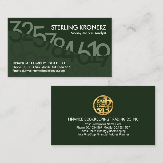 Groene zwevende getallen Wave Dollar Visitekaartje (Voorkant / Achterkant)