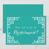 Groene Zwirl Grensklauw zal mijn Bridesmaid zijn Kaart (Voorkant / Achterkant)