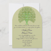 Groene Zwirl Love Tree Weddenschap Kaart (Voorkant)