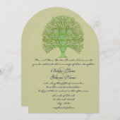 Groene Zwirl Love Tree Weddenschap Kaart (Voorkant / Achterkant)
