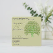 Groene Zwirl Love Tree Weddenschap Kaart (Staand voorkant)