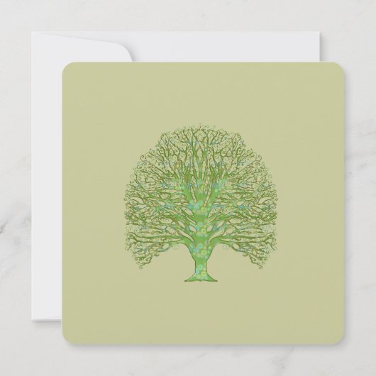 Groene Zwirl Love Tree Weddenschap Kaart (Achterkant)