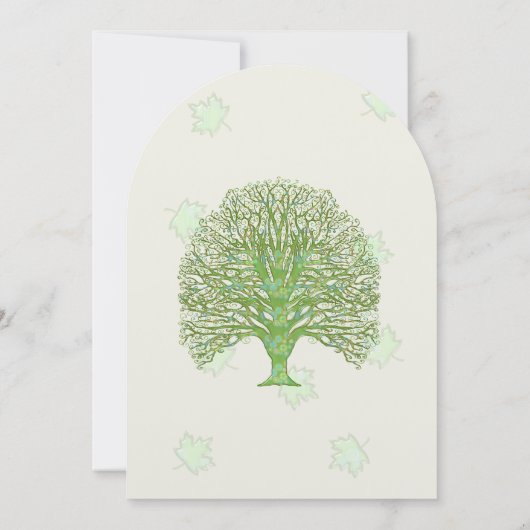 Groene Zwirl Love Tree Weddenschap Leaves Kaart (Achterkant)