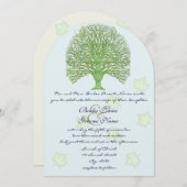 Groene Zwirl Love Tree Weddenschap Leaves Kaart (Voorkant / Achterkant)