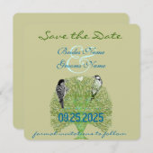 Groene Zwirl Love Tree Weddenschap Save The Date (Voorkant / Achterkant)