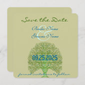 Groene Zwirl Love Tree Weddenschap Save The Date (Voorkant / Achterkant)