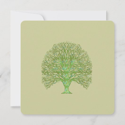 Groene Zwirl Love Tree Weddenschap Save The Date (Achterkant)