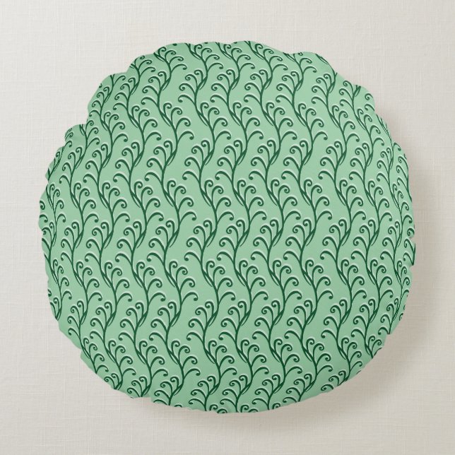 Groene Zwirlijnse Ronde Pillow Rond Kussen (Voorkant)