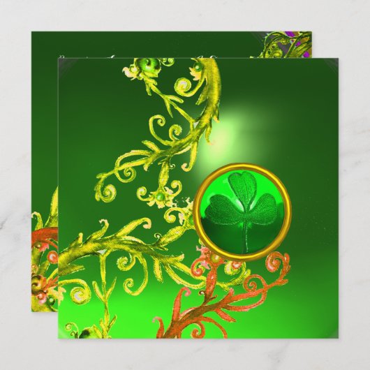 GROENE ZWIRLS EN SHAMROCK ST PATRICK'S DAY PARTY KAART (Voorkant / Achterkant)