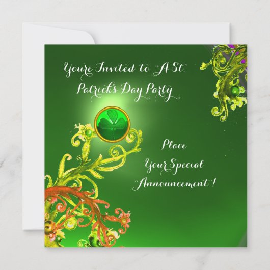 GROENE ZWIRLS EN SHAMROCK ST PATRICK'S DAY PARTY KAART (Achterkant)