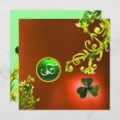 GROENE ZWIRLS EN SHAMROCK ST PATRICK'S DAY PARTY KAART (Voorkant / Achterkant)