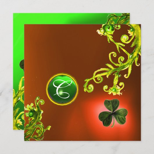 GROENE ZWIRLS EN SHAMROCK ST PATRICK'S DAY PARTY KAART (Voorkant / Achterkant)