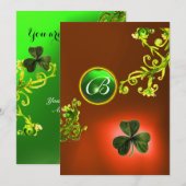 GROENE ZWIRLS EN SHAMROCK ST PATRICK'S DAY PARTY KAART (Voorkant / Achterkant)