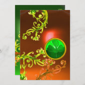 GROENE ZWIRLS EN SHAMROCK ST PATRICK'S DAY PARTY KAART (Voorkant / Achterkant)