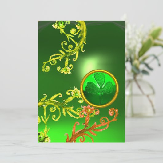 GROENE ZWIRLS EN SHAMROCK ST PATRICK'S DAY PARTY KAART (Staand voorkant)