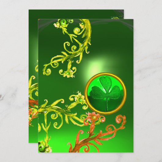 GROENE ZWIRLS EN SHAMROCK ST PATRICK'S DAY PARTY KAART (Voorkant / Achterkant)