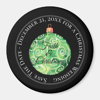 Groene Zwirls kerstversiering/sla de Datum op Magneet