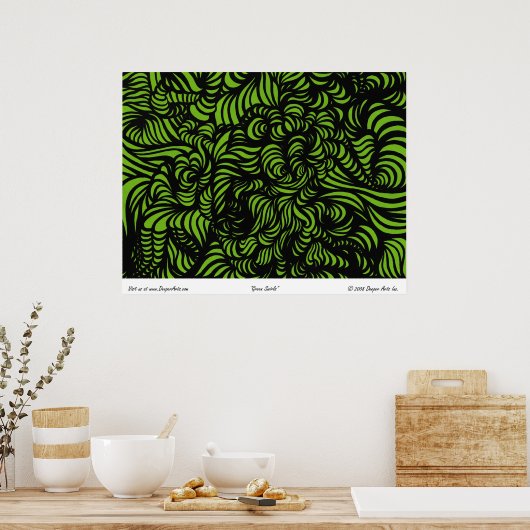 Groene Zwirls Poster (Keuken)