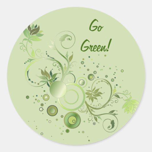 Groene Zwirls Ronde Sticker (Voorkant)