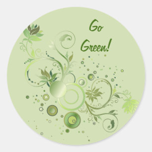 Groene Zwirls Ronde Sticker