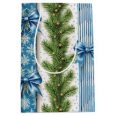 GROENEHEDENSLUIER BLAUWE KERSTBOGEN & STREPEN MEDIUM CADEAUZAKJE (Voorkant)