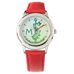 GROENEN ANCHOR MET VISNAUTIEKE MONOGRAM roze Parel Horloge