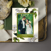 Groenen en Bloemen Net Getrouwd Fotoaankondiging Aankondigingskaart