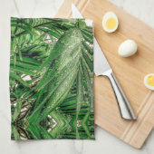 Groenen en Raindrops Pattern Theedoek (Quarter Fold)