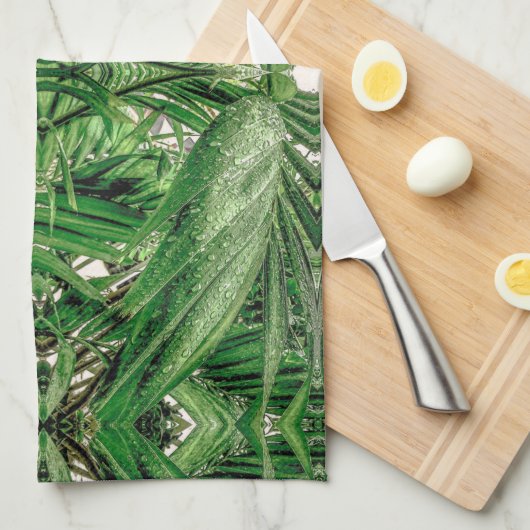 Groenen en Raindrops Pattern Theedoek (Quarter Fold)