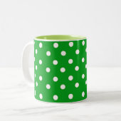 GROENEN EN WITTE POLKA DOT PATROON TWEEKLEURIGE KOFFIEMOK (Voorkant links)