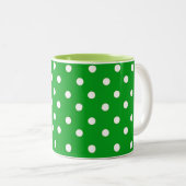 GROENEN EN WITTE POLKA DOT PATROON TWEEKLEURIGE KOFFIEMOK (Voorkant rechts)