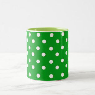 GROENEN EN WITTE POLKA DOT PATROON TWEEKLEURIGE KOFFIEMOK