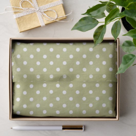GROENEN EN WITTE POLKA DOTS TISSUEPAPIER (Geschenk)