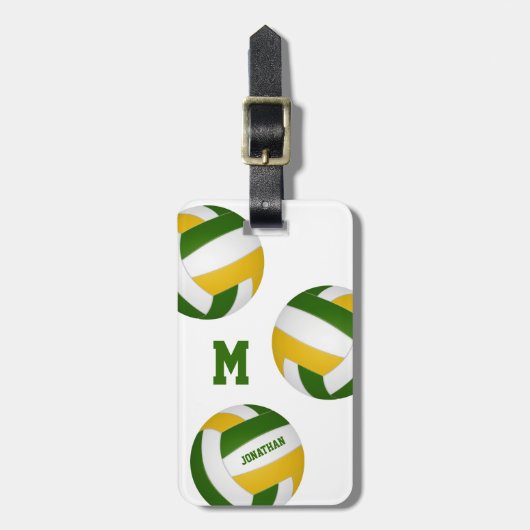 groenen gouden jongens volleybalcadeaus voor volle bagagelabel (Voorkant verticaal)