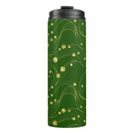 GROENEN MET GOLD GLITTER KIJKEN IRISH SHAMROCKS AA THERMOSBEKER