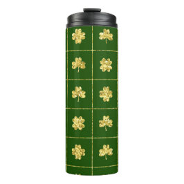 GROENEN MET GOLD GLITTER KIJKEN IRISH SHAMROCKS AA THERMOSBEKER