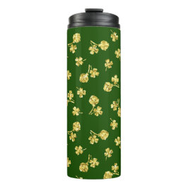 GROENEN MET GOLD GLITTER KIJKEN IRISH SHAMROCKS AA THERMOSBEKER