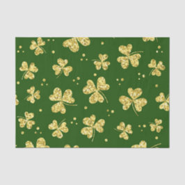 GROENEN MET GOLD GLITTER KIJKEN IRISH SHAMROCKS AA TISSUEPAPIER