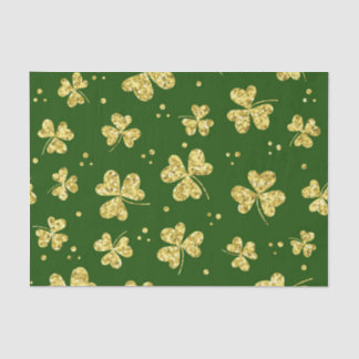 GROENEN MET GOLD GLITTER KIJKEN IRISH SHAMROCKS AA TISSUEPAPIER
