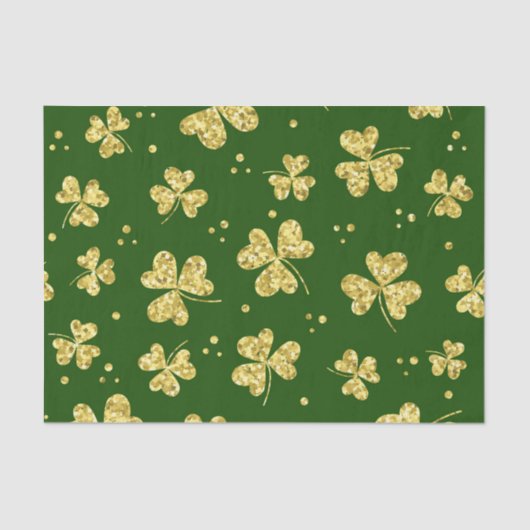 GROENEN MET GOLD GLITTER KIJKEN IRISH SHAMROCKS AA TISSUEPAPIER (Voorkant)