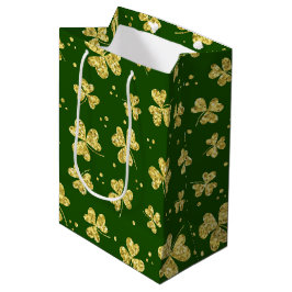 GROENEN MET GOLD GLITTER KIJKEN SCHAMROKKEN MEDIUM CADEAUZAKJE