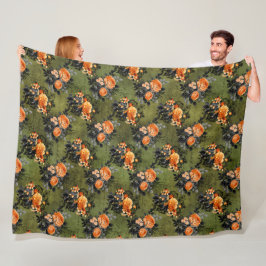 GROENEN MET SPOOKY ORANJE HALLOEEN VAN FLORAL BOUQ FLEECE DEKEN