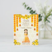 Groenen schatje Indiaas meisje Haldi budget uitnod (Staand voorkant)