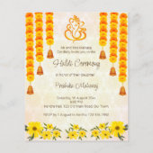 Groenen schatje Indiaas meisje Haldi budget uitnod (Achterkant)