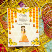 Groenen schatje Indiaas meisje Haldi budget uitnod