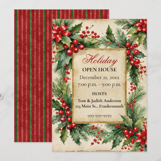  Groenen Vakantie Open Huis Uitnodiging (Voorkant / Achterkant)