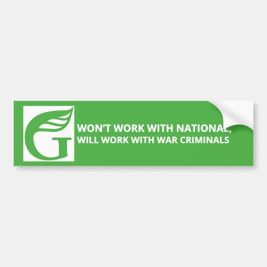 Groenen - Werkt niet met National Bumpersticker (Voorkant)