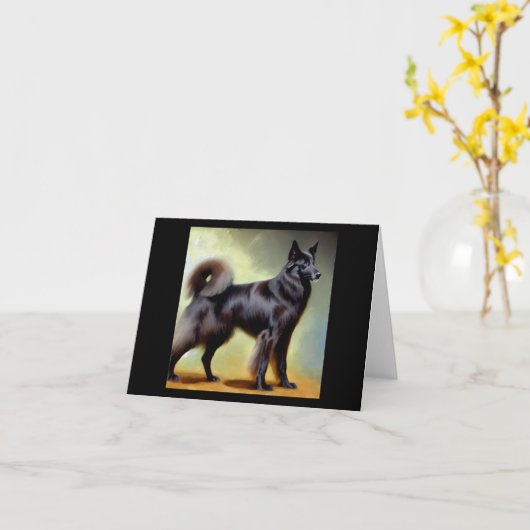 Groenendael Belgium Shepherd Dog Kaart (Gele Bloem)