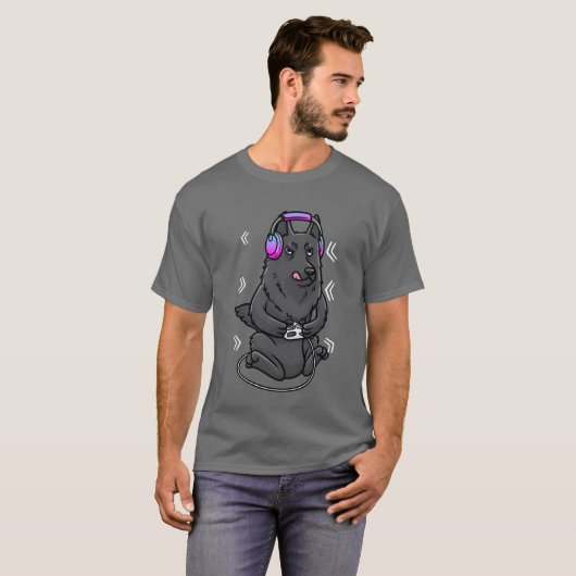 Groenendael Dog Video Game Gamer Gaming Belgian fa T-shirt (Voorkant volledig)