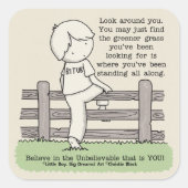 Groener gras vierkante sticker (Voorkant)